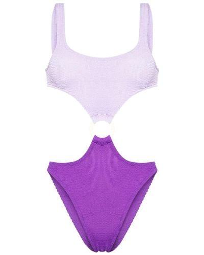 Mc2 Saint Barth Laurel Shirred Swimsuit - Purple
