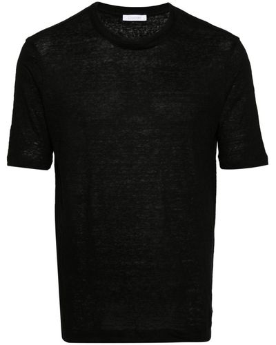 Cruciani T-Shirt aus Leinen - Schwarz