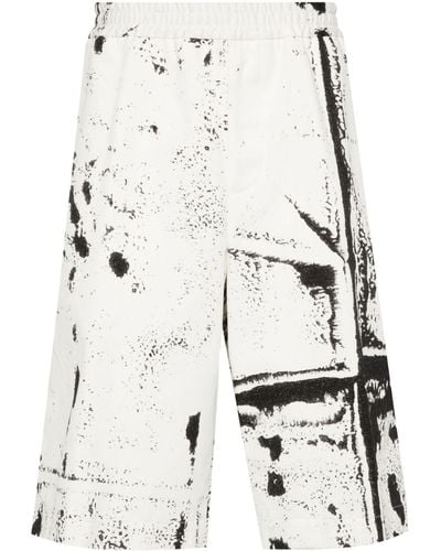 Alexander McQueen Abstract-print Twill Shorts - White