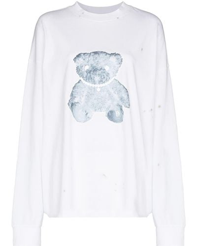 we11done Teddy Bear Cotton Sweatshirt - White