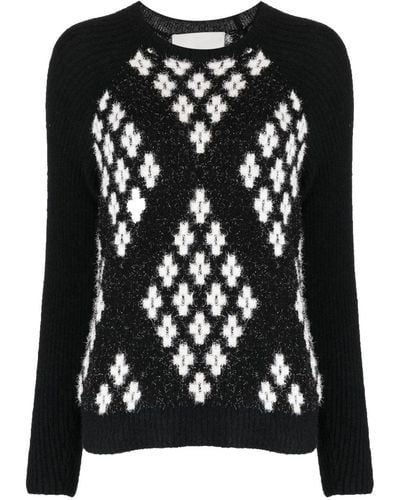 3.1 Phillip Lim Argyle-check Knitted Sweater - Black