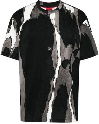 HUGO Abstract-print T-shirt - Black