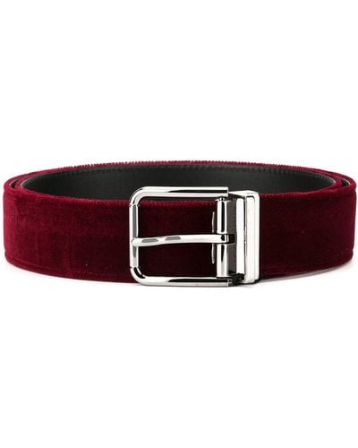 Dolce & Gabbana Buckled Velvet Belt - Red