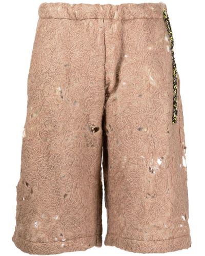 VITELLI Distressed Open-knit Shorts - Natural