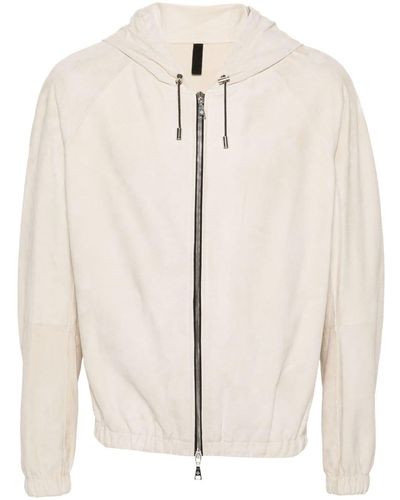 Tagliatore Suede Zipped Hooded Jacket - Natural