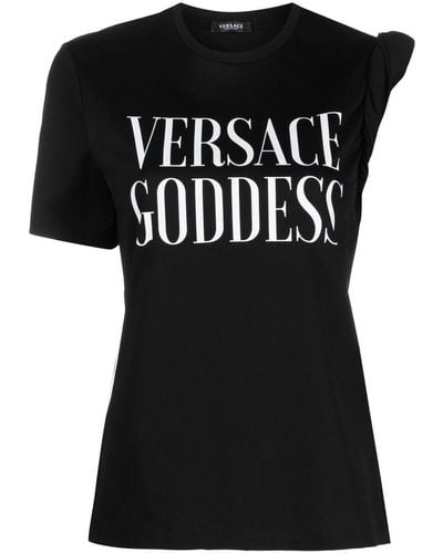 Versace T-Shirt mit Slogan-Print - Schwarz