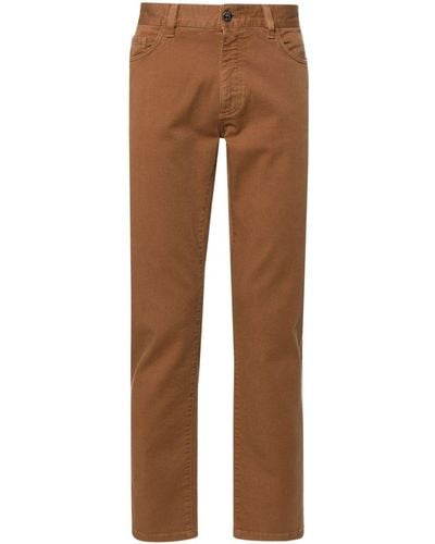 Zegna Garment-dyed slim-cut jeans - Marrón