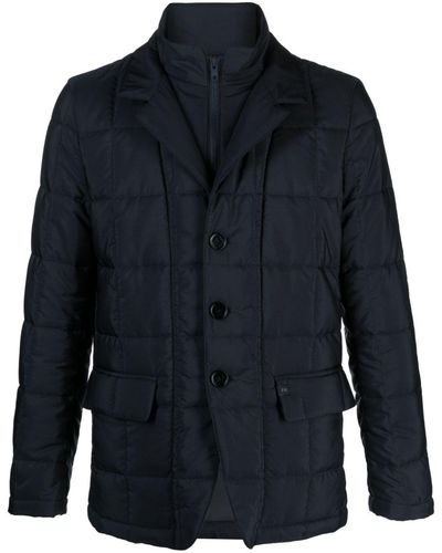 Fay High-neck Quilted Coat - Blue