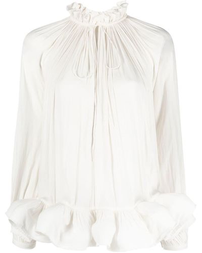 Lanvin Bluse mit Rüschenkragen - Weiß