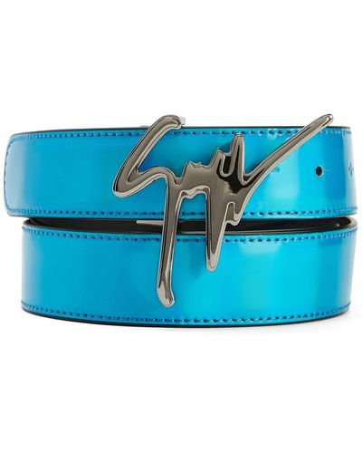 Giuseppe Zanotti Signature-buckle Leather Belt - Blue