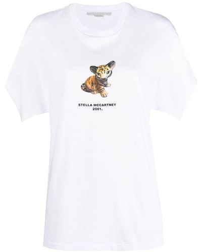 Stella McCartney T-shirt en coton à imprimé graphique - Blanc