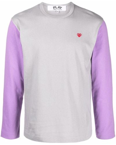 COMME DES GARÇONS PLAY Logo-embroidered Colour-block T-shirt - Purple