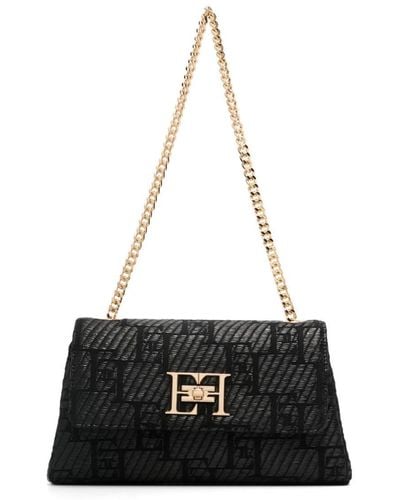 Elisabetta Franchi Logo-jacquard Shoulder Bag - Black