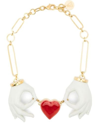 Andres Gallardo Heart Couple Hands necklace - Weiß