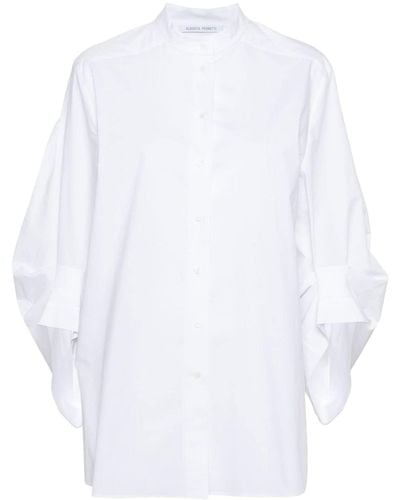 Alberta Ferretti Draped-sleeve Cotton Shirt - White