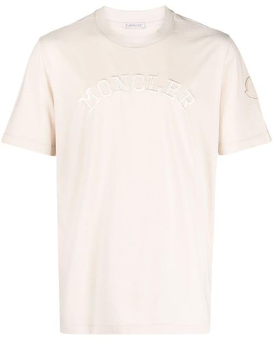 Moncler Logo-embroidered T-shirt - Natural