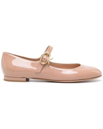 Gianvito Rossi Mary Ribbon 05 leather ballerina shoes - Pink