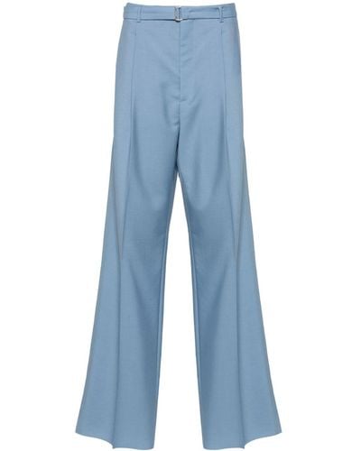 Lanvin Pantalon en laine à coupe ample - Bleu