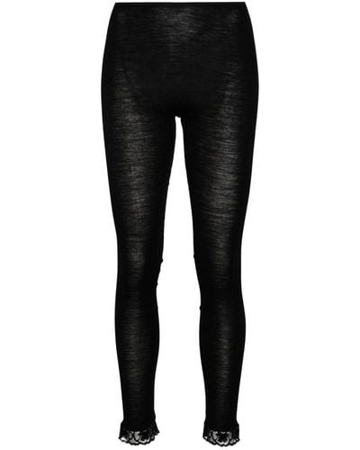 Hanro Woollen Lace-trim leggings - Black