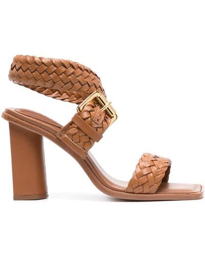 SCHUTZ SHOES 95mm Braided Leather Sandals - Brown