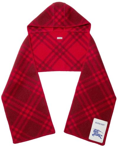 Burberry Logo-patch Checkered Hooded Scarf