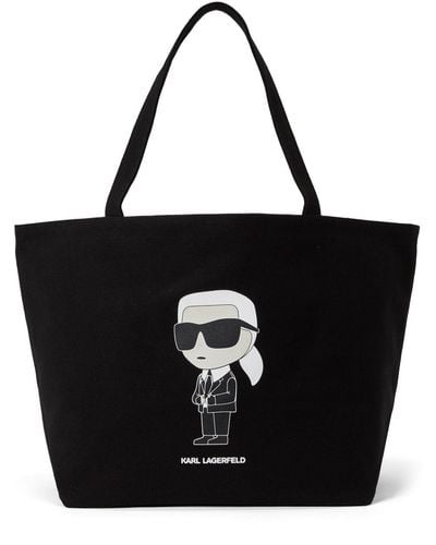 Karl Lagerfeld Ikonik Logo-print Tote Bag - Black