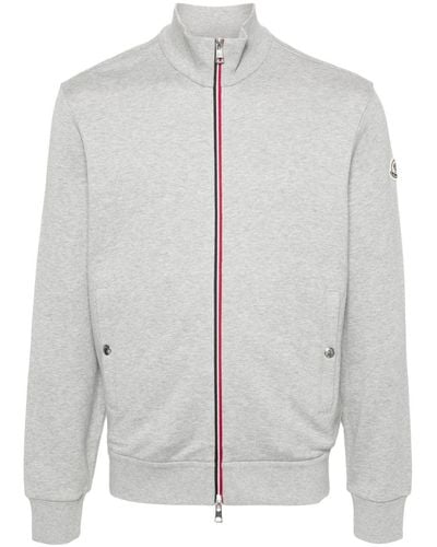 Moncler Sweatshirtjacke mit Logo-Applikation - Grau