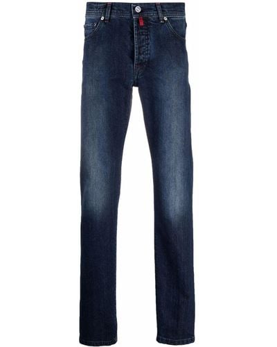 Kiton Jeans dritti con effetto schiarito - Blu
