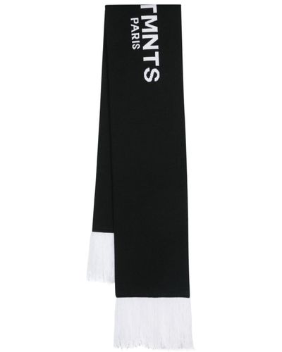 VTMNTS Intarsia-knit Logo Frayed Scarf - Black