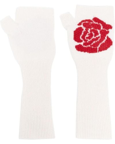 Barrie Rose-embroidered Fingerless Gloves - White
