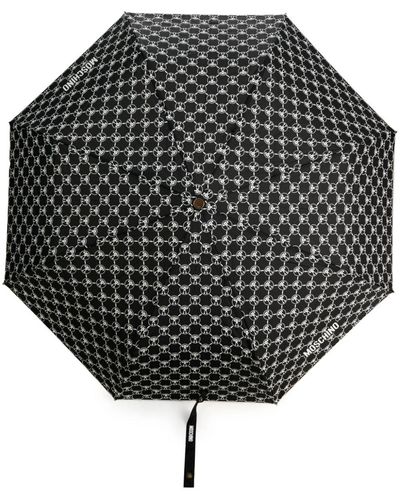 Moschino Regenschirm mit Monogramm-Print - Schwarz