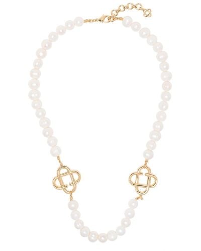 Casablancabrand Logo-pendant Pearl Necklace - White