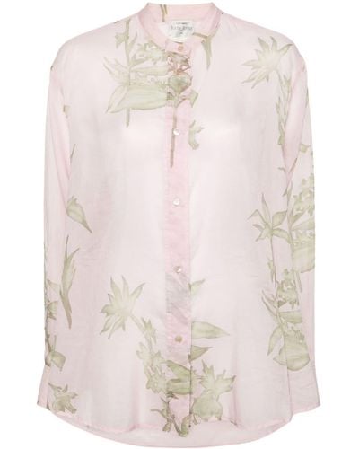 Forte Forte Semi-transparente Bluse mit Blumen-Print - Weiß