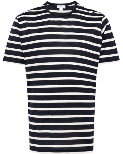 Sunspel Striped Cotton T-shirt - Blue