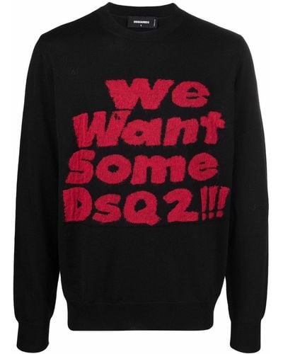 DSquared² ディースクエアード We Want Some Dsq2!!! スローガン プルオーバー - ブラック