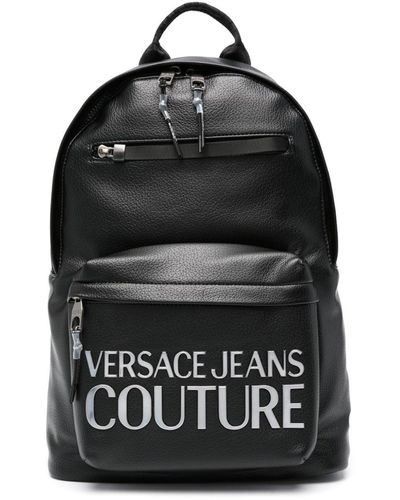 Versace Logo-plaque Faux-leather Backpack - Black