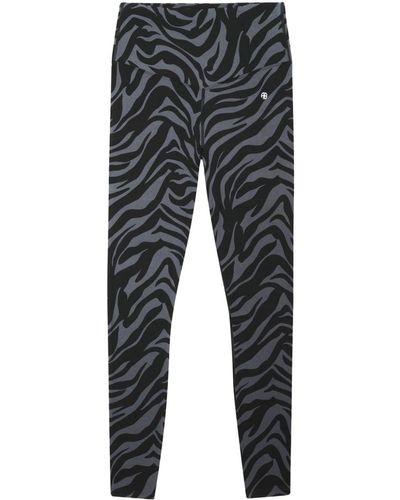 Anine Bing Black Zebra-print leggings - Grey