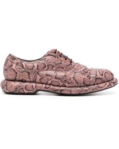 Martine Rose Snake-print Leather Oxford Shoes - Pink