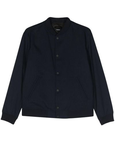 Theory Buttoned Bomber Jacket - Blue