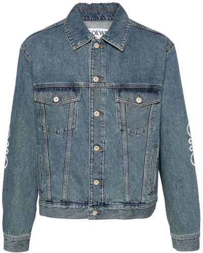 Loewe Veste en jean à découpes logo - Bleu