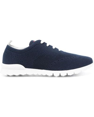 Kiton Embroidered-logo Knitted Trainers - Blue