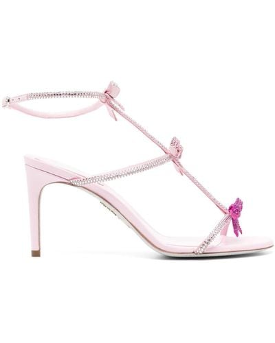 Rene Caovilla Caterina Embellished Leather Sandals - Pink