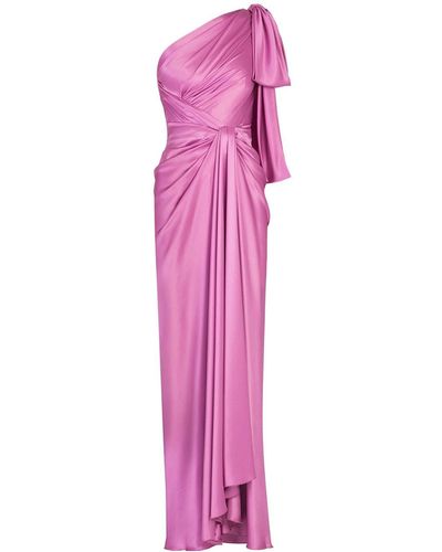 Dolce & Gabbana Bow-detail One-shoulder Silk Dress - Pink