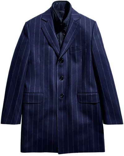 Fay Cappotto gessato a strati - Blu