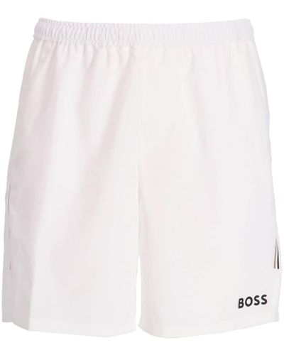 BOSS Joggingshorts mit Logo-Print - Weiß