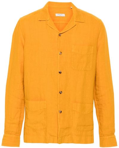 Boglioli Langärmeliges Hemd aus Leinen - Orange
