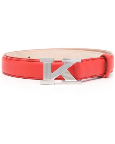 Kiton Logo-buckle Leather Belt - Red