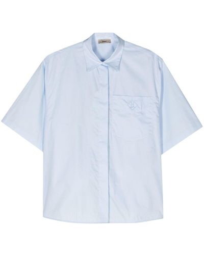 Herno Logo-embroidered Cotton Shirt - Blue