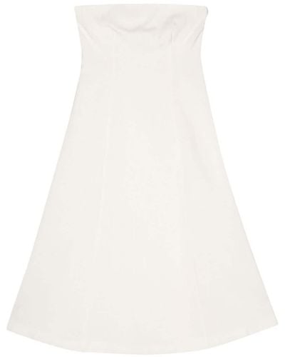 Semicouture Check-pattern Interwoven Dress - White