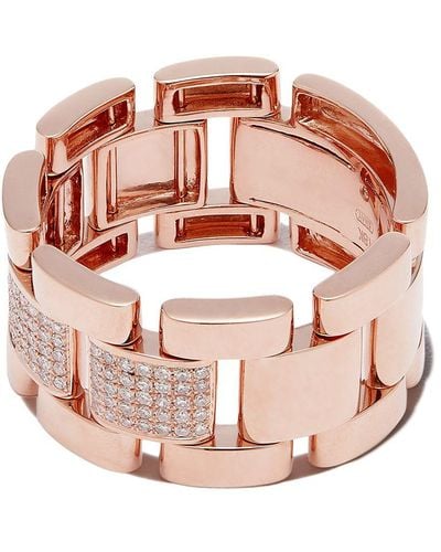 SHAY 18kt Rose Gold Partial Pave Journey Link Ring - Metallic